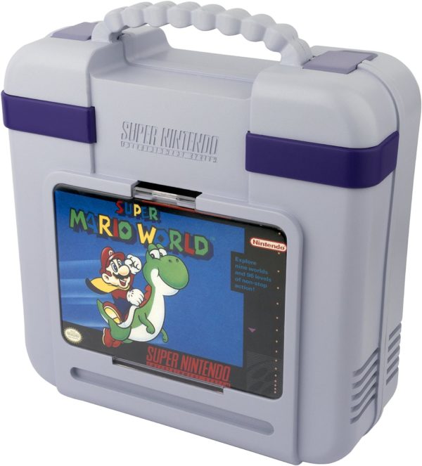 SNES Classic Carrying Case with frto that shows Yoshi's Island Cover
