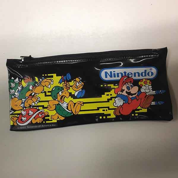 Vintage Nintendo Pencil Case in black with cute print on it