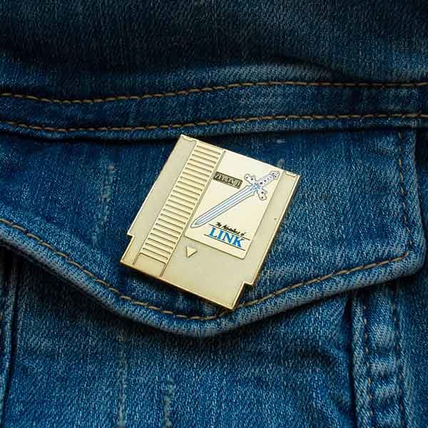 The Zelda 2 cartridge pins look cool on jeans