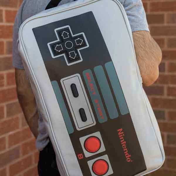 NES controller backpack in action