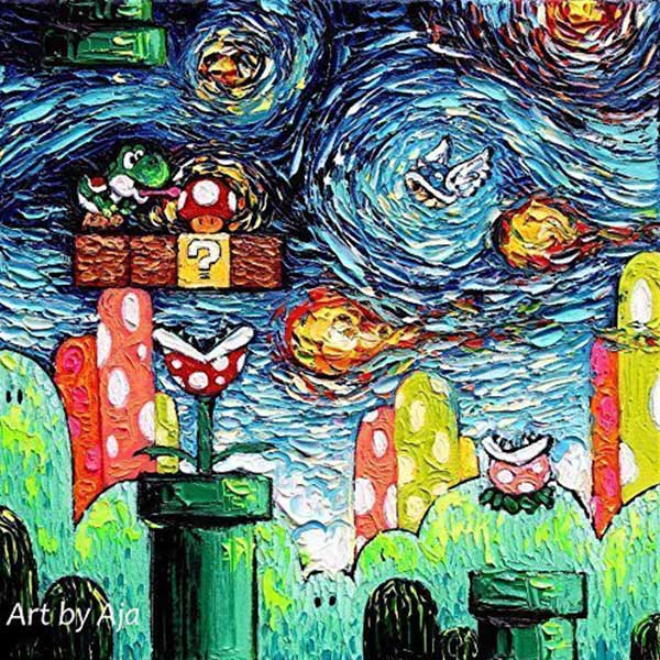 Super colorful Van Gogh style Nintendo art print