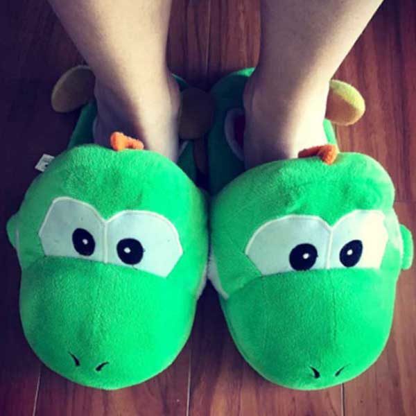 Lounge around in the ultra soft Yoshi Plush Slippers