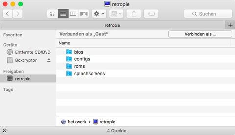 Retropie Samba file sharing on Mac OS