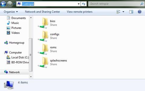 RetroPie Samba files haring on  Windows