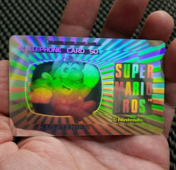 Extremely rare holographic Super Mario phone card from 1990